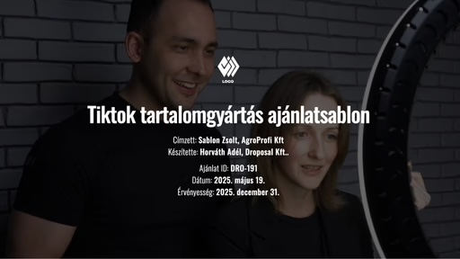TikTok tartalomgyártás ajánlatsablon
