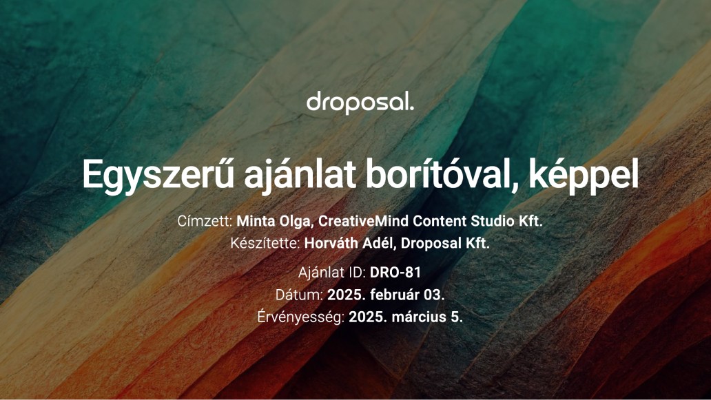 Egyszerű ajánlat borítóval, képpel
