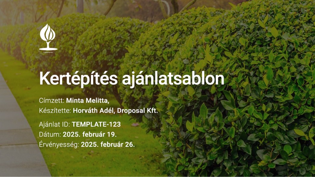Kertépítés ajánlatsablon