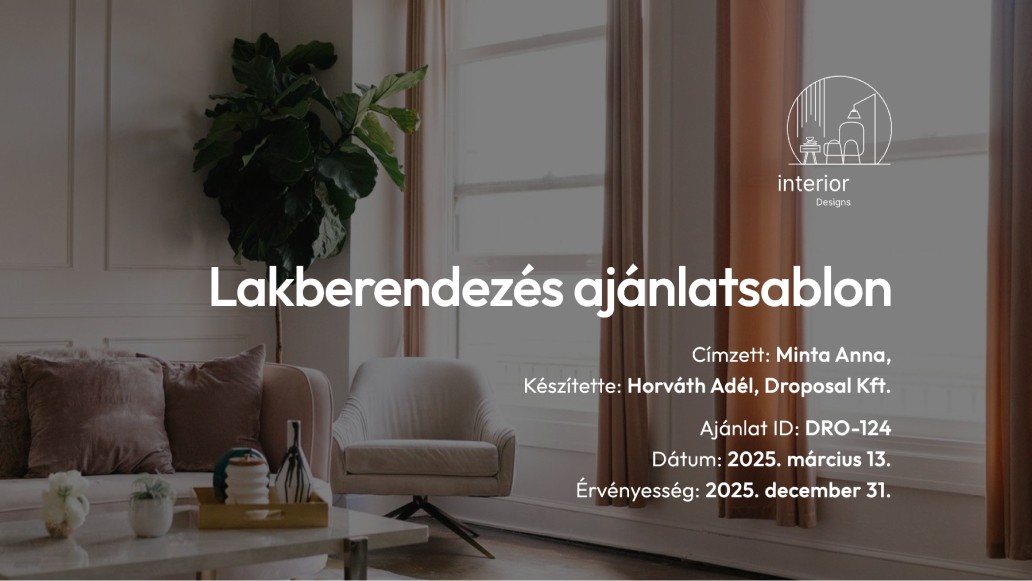 Lakberendezés ajánlatsablon
