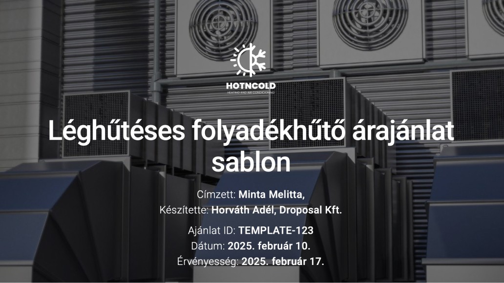Léghűtéses folyadékhűtő ajánlatsablon