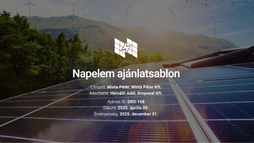 Napelem ajánlatsablon