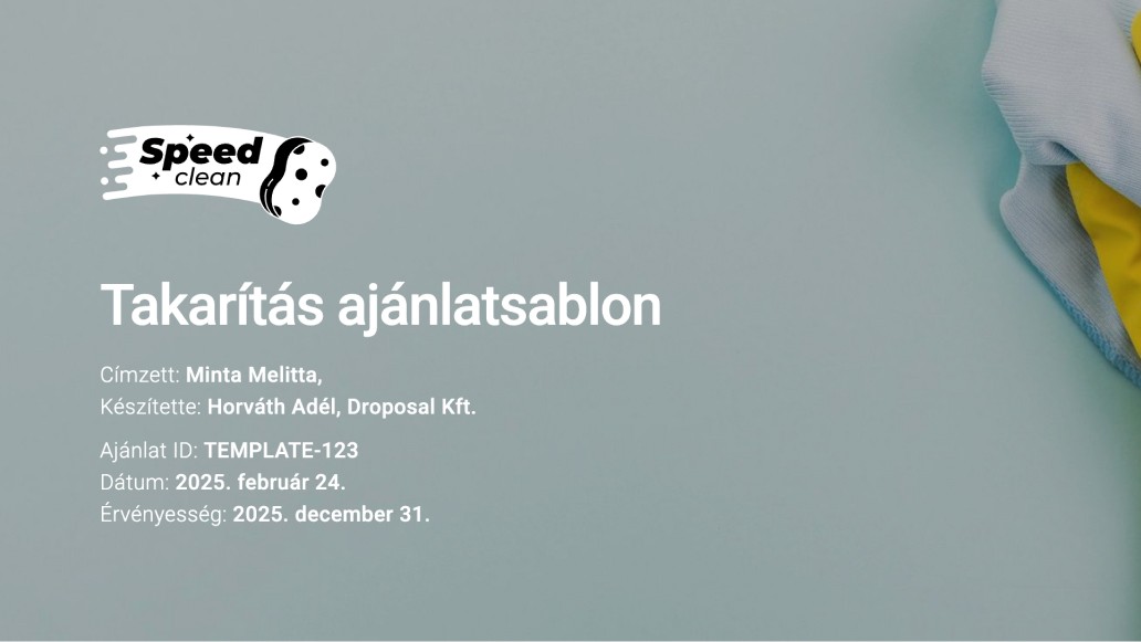 Takarítás ajánlatsablon