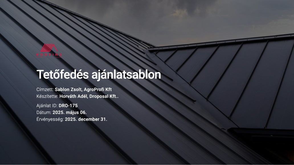 Tetőfedés ajánlatsablon