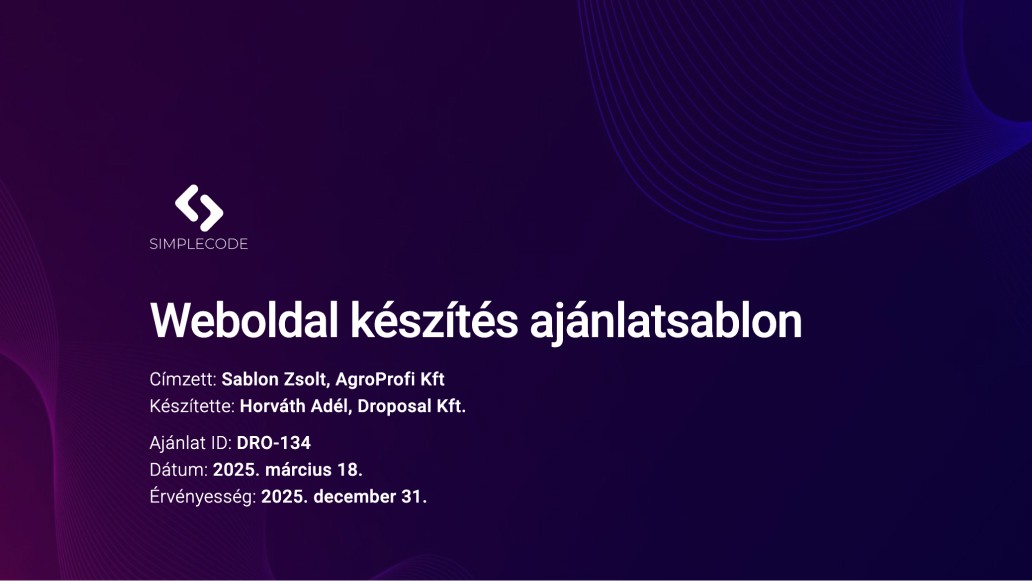 Weboldal készítés ajánlatsablon